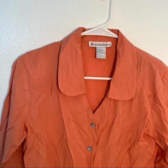Dress Barn Button Down Blouse Peach Orange - Picture 3 of 9